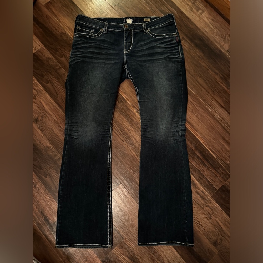 Silver Jeans Womens Aiko 18 Blue Denim Jeans Bootcut Mid Rise Stretch Size 18/35